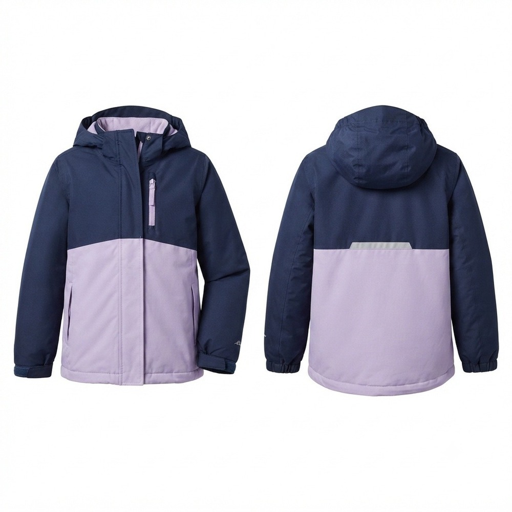 Eddie Bauer Jacket Kids S 7/8 Insulated Winter Jacket Navy Purple Hooded Parka